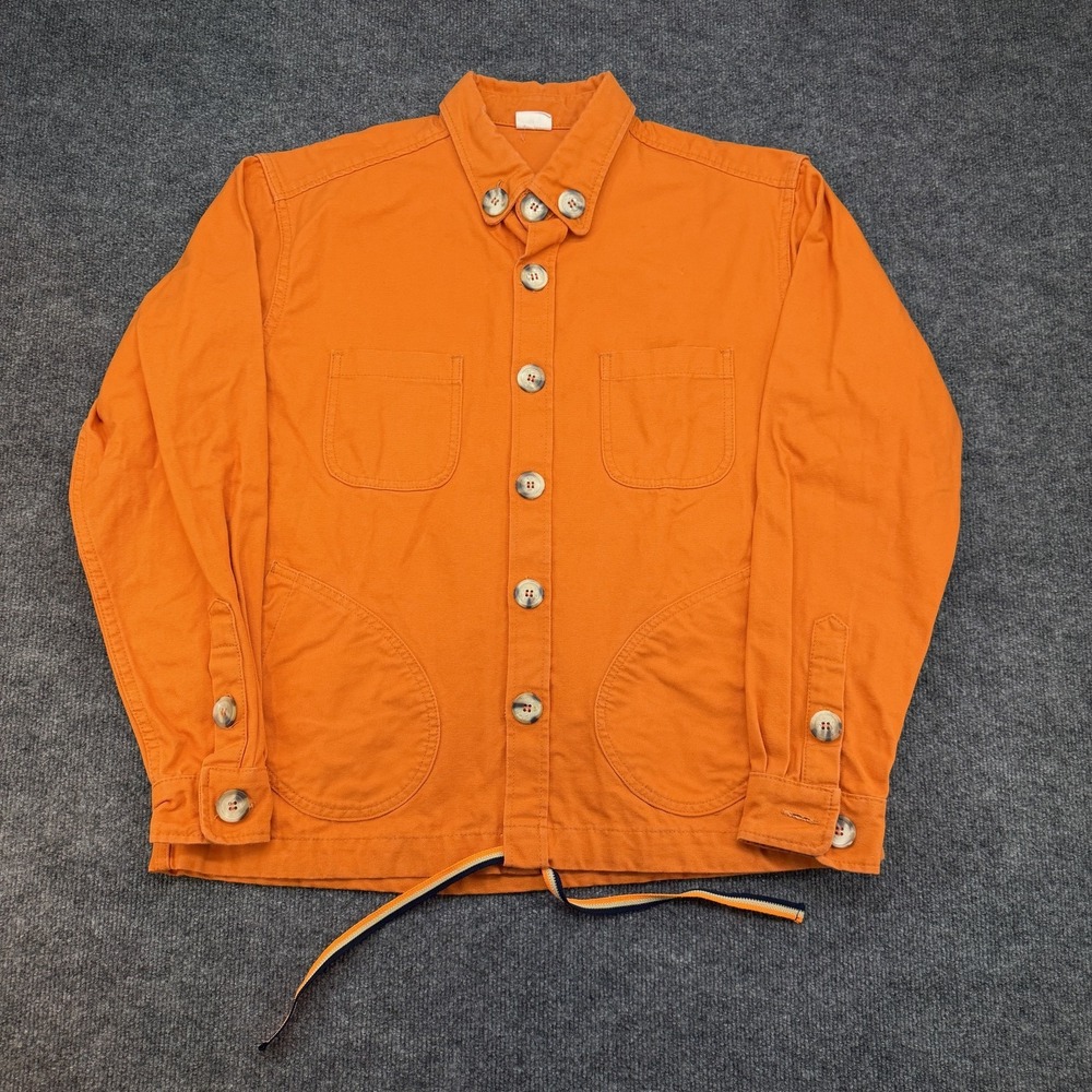 RTH Orange Canvas Chore Jacket Button Down Shirt Jacket Size 2 Drawstring Hem